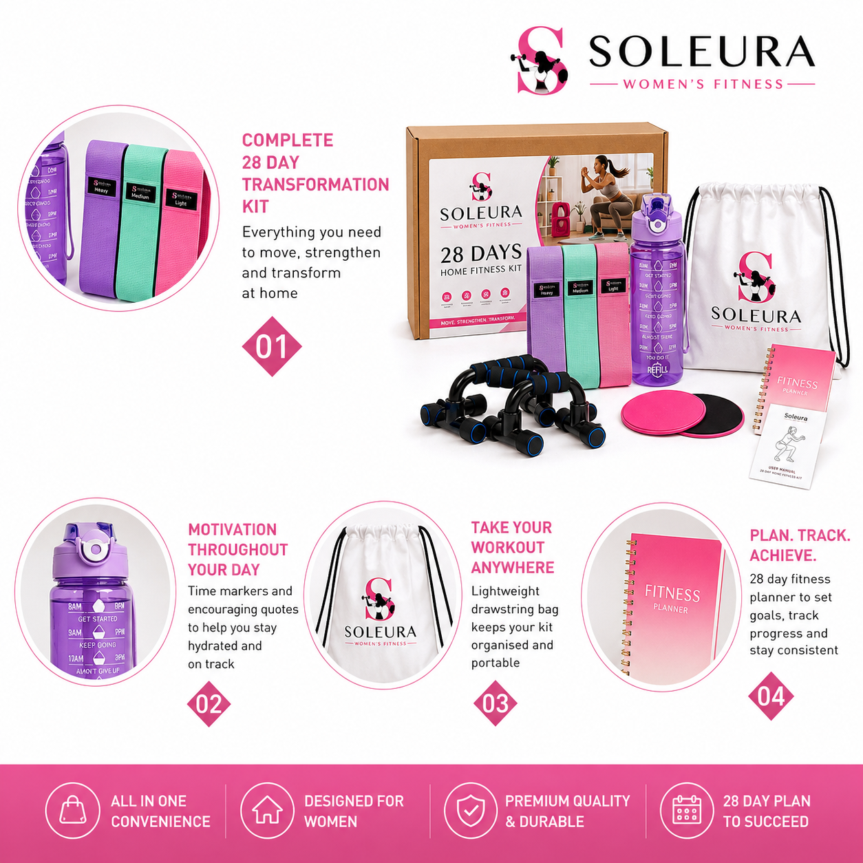 SOLEURA - 28-Day Home Fitness Kit For Women [Beginners]