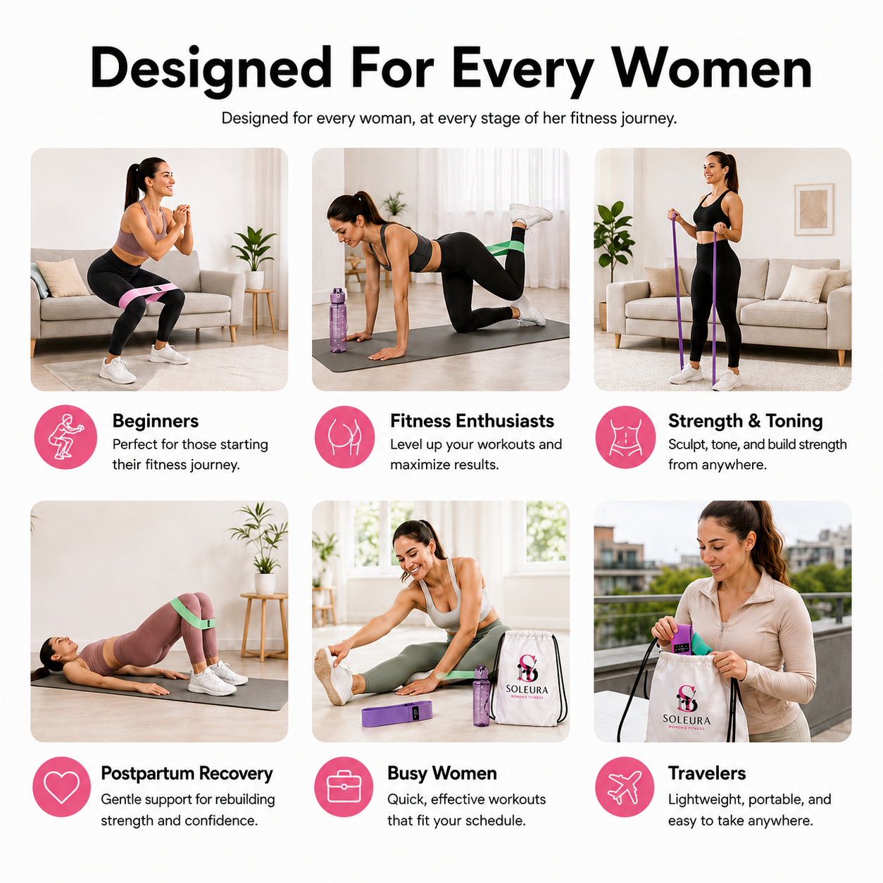 SOLEURA - 28-Day Home Fitness Kit For Women [Beginners]